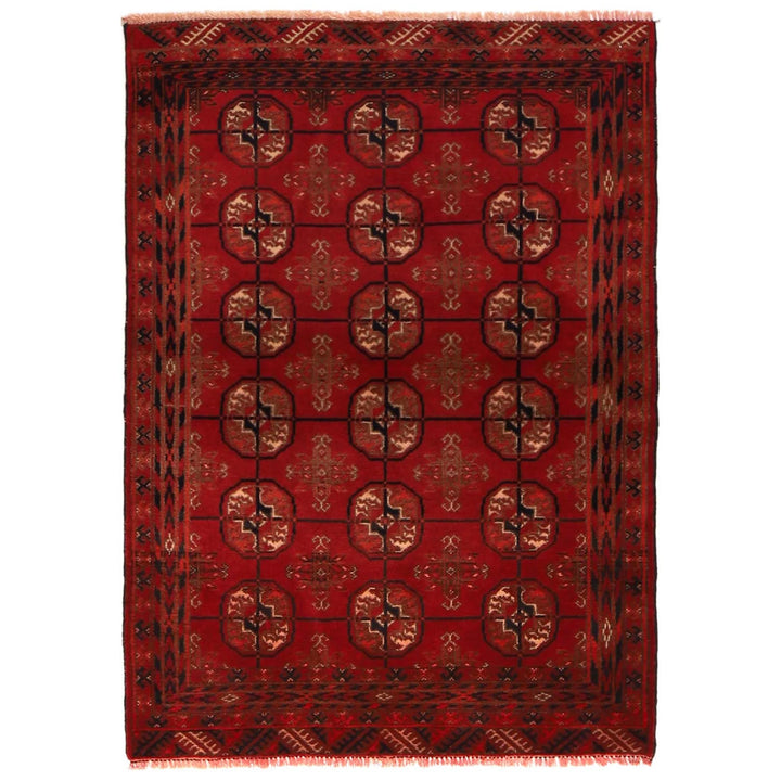 Red Afghan Baluchi Rug 2' 9" x 3' 11" Hand-Knotted | No. AL94518