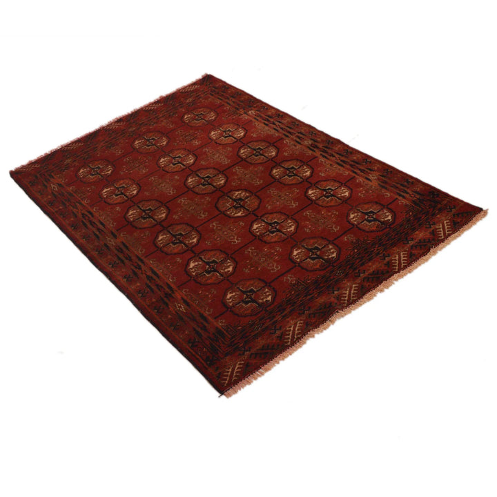 Red Afghan Baluchi Rug 2' 9" x 3' 11" Hand-Knotted | No. AL94518