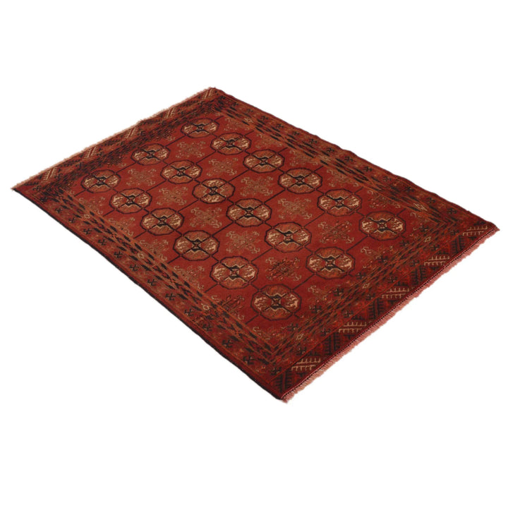 Red Afghan Baluchi Rug 2' 9" x 3' 11" Hand-Knotted | No. AL94518