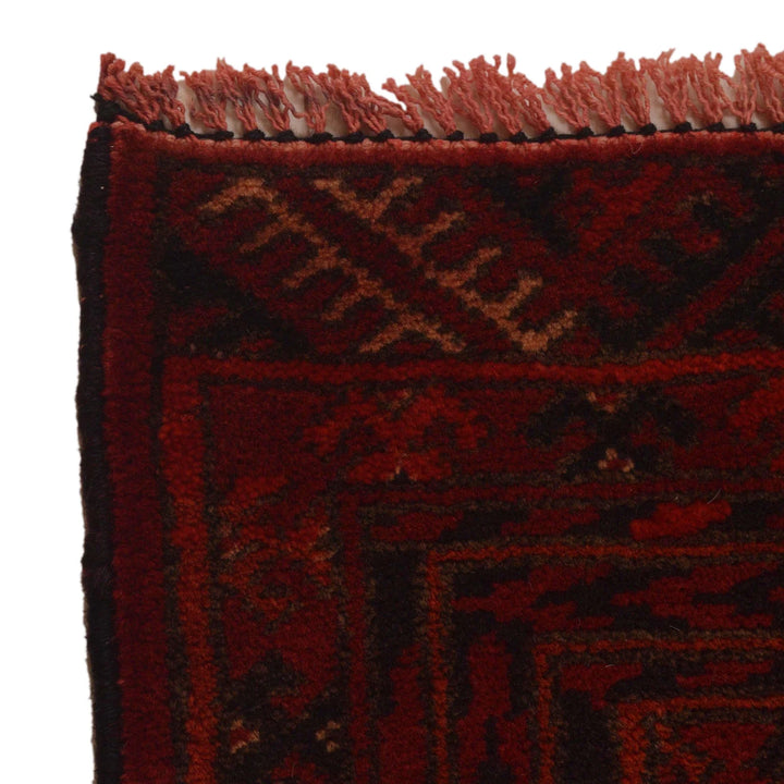Red Afghan Baluchi Rug 2' 9" x 3' 11" Hand-Knotted | No. AL94518
