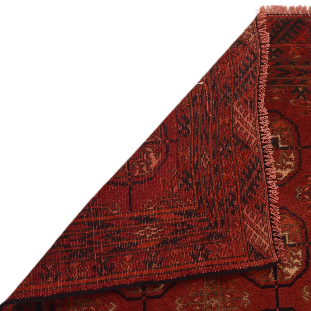 Red Afghan Baluchi Rug 2' 9" x 3' 11" Hand-Knotted | No. AL94518