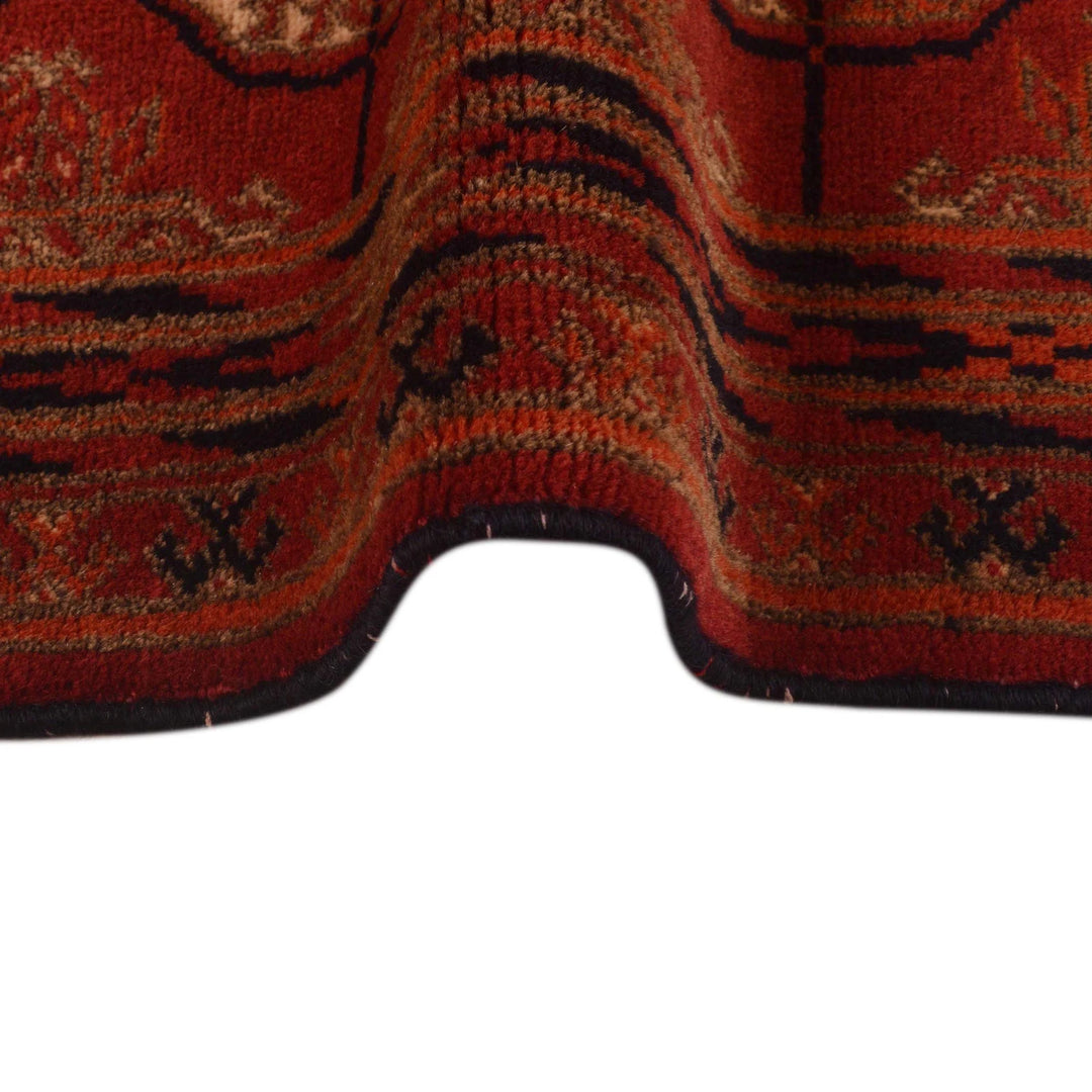 Red Afghan Baluchi Rug 2' 9" x 3' 11" Hand-Knotted | No. AL94518