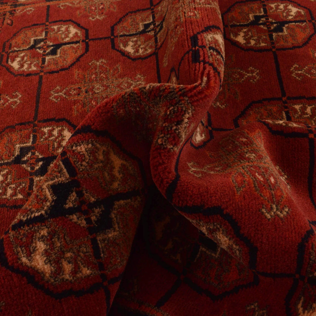 Red Afghan Baluchi Rug 2' 9" x 3' 11" Hand-Knotted | No. AL94518