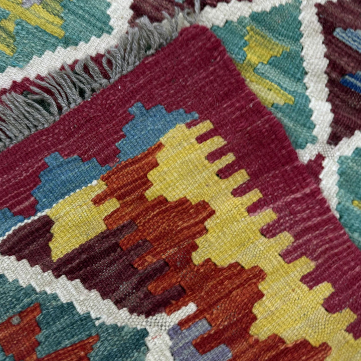 Multicolor Afghan Vegetable Kilim Rug 2' 9" x 3' 7" Flat-Weave | No. AL94543