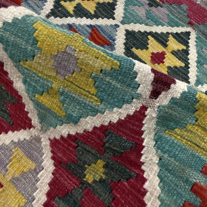 Multicolor Afghan Vegetable Kilim Rug 2' 9" x 3' 7" Flat-Weave | No. AL94543