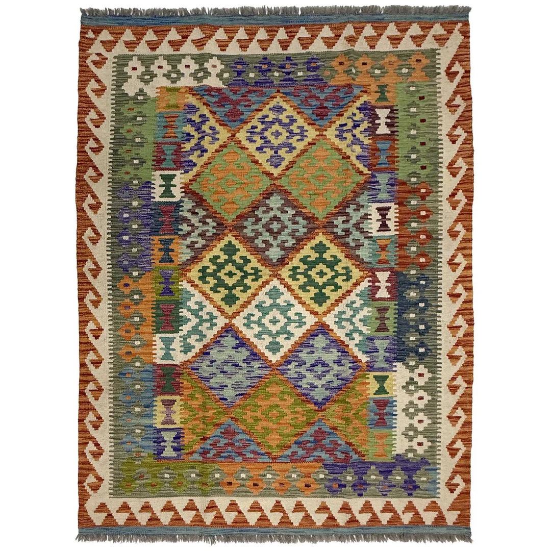 Afghan Kilim Rug 4' 10" x 6' 7" Flat-Weave | No. AL94549