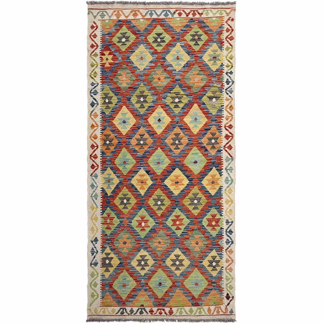 Afghan Vegetable Kilim Rug 3' 0" x 7' 9" Flat-Weave | No. AL94594
