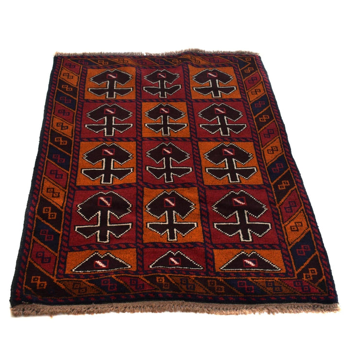 Afghan Baluchi Rug 3' 0" x 4' 4" Hand-Knotted | No. AL94612
