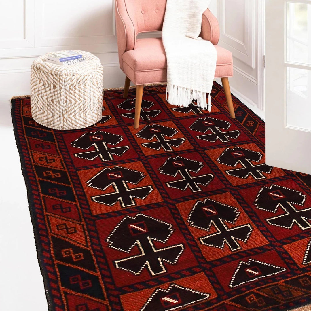 Afghan Baluchi Rug 3' 0" x 4' 4" Hand-Knotted | No. AL94612