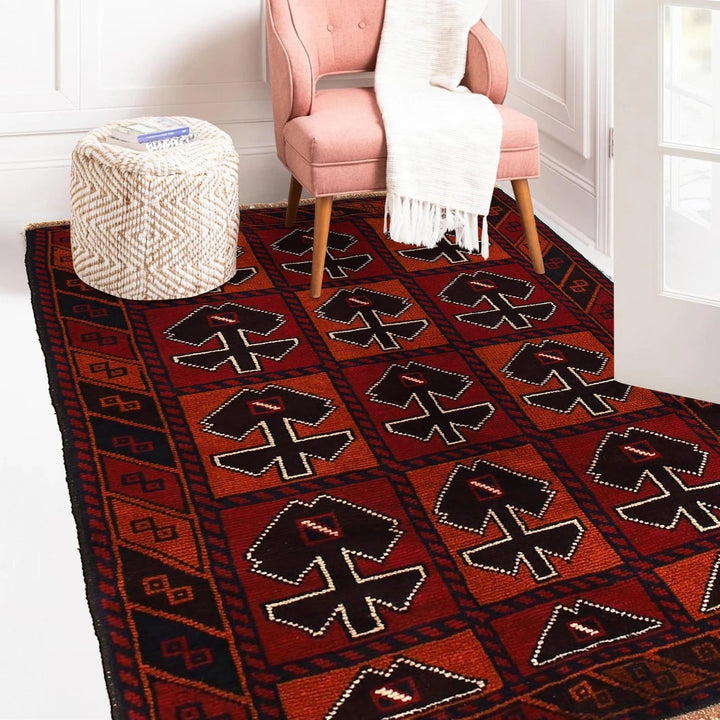 Afghan Baluchi Rug 3' 0" x 4' 4" Hand-Knotted | No. AL94612