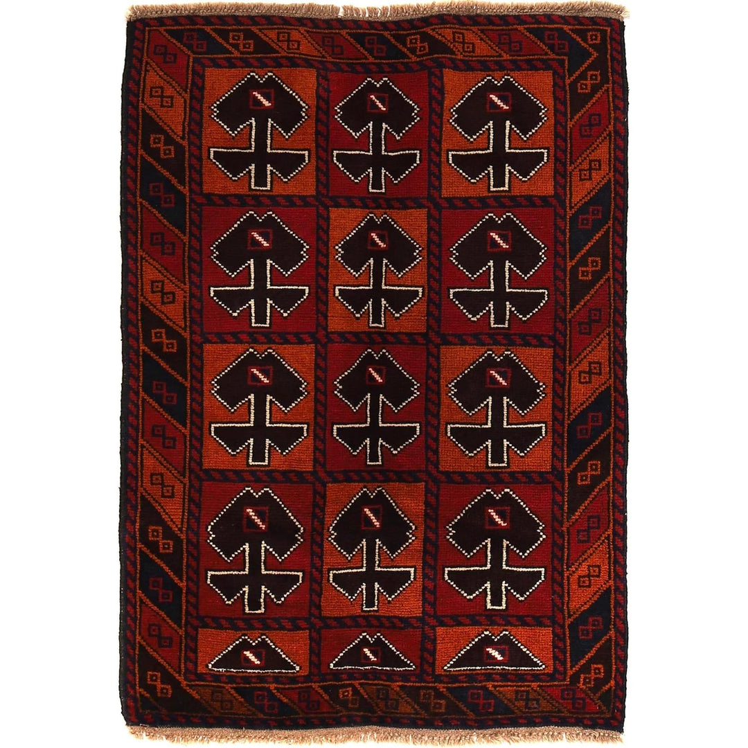 Afghan Baluchi Rug 3' 0" x 4' 4" Hand-Knotted | No. AL94612