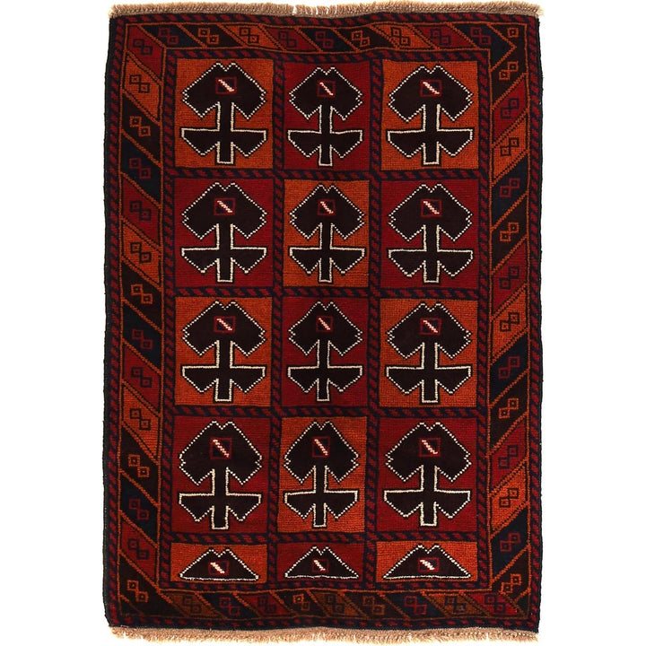 Afghan Baluchi Rug 3' 0" x 4' 4" Hand-Knotted | No. AL94612