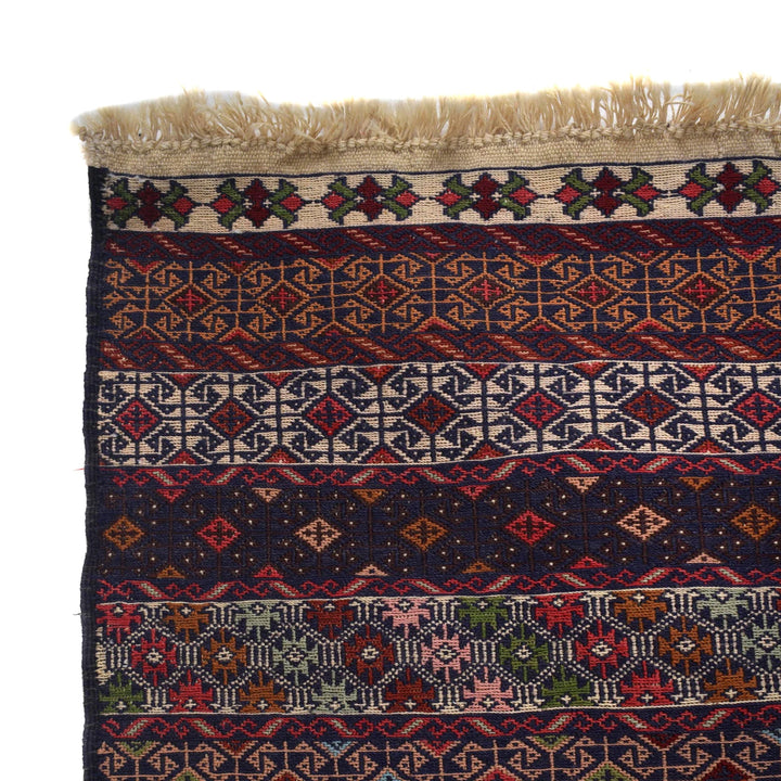 Beige Afghan Maliki Kilim Rug 4' 1" x 6' 5" Hand-Knotted | No. AL94638