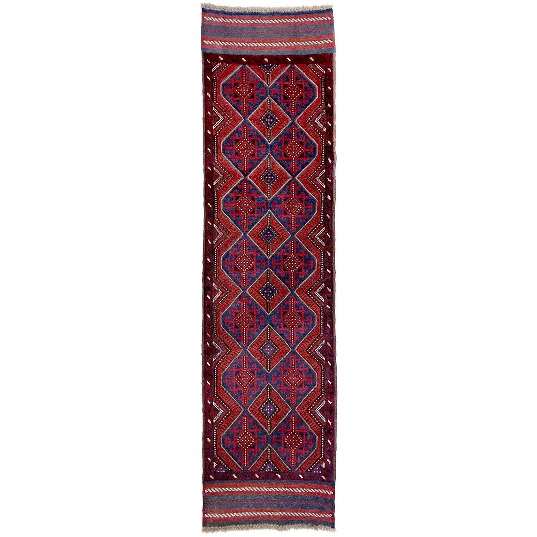 Deep Red Afghan Mashwani Rug 2' 3" x 8' 3" Hand-Knotted | No. AL94649