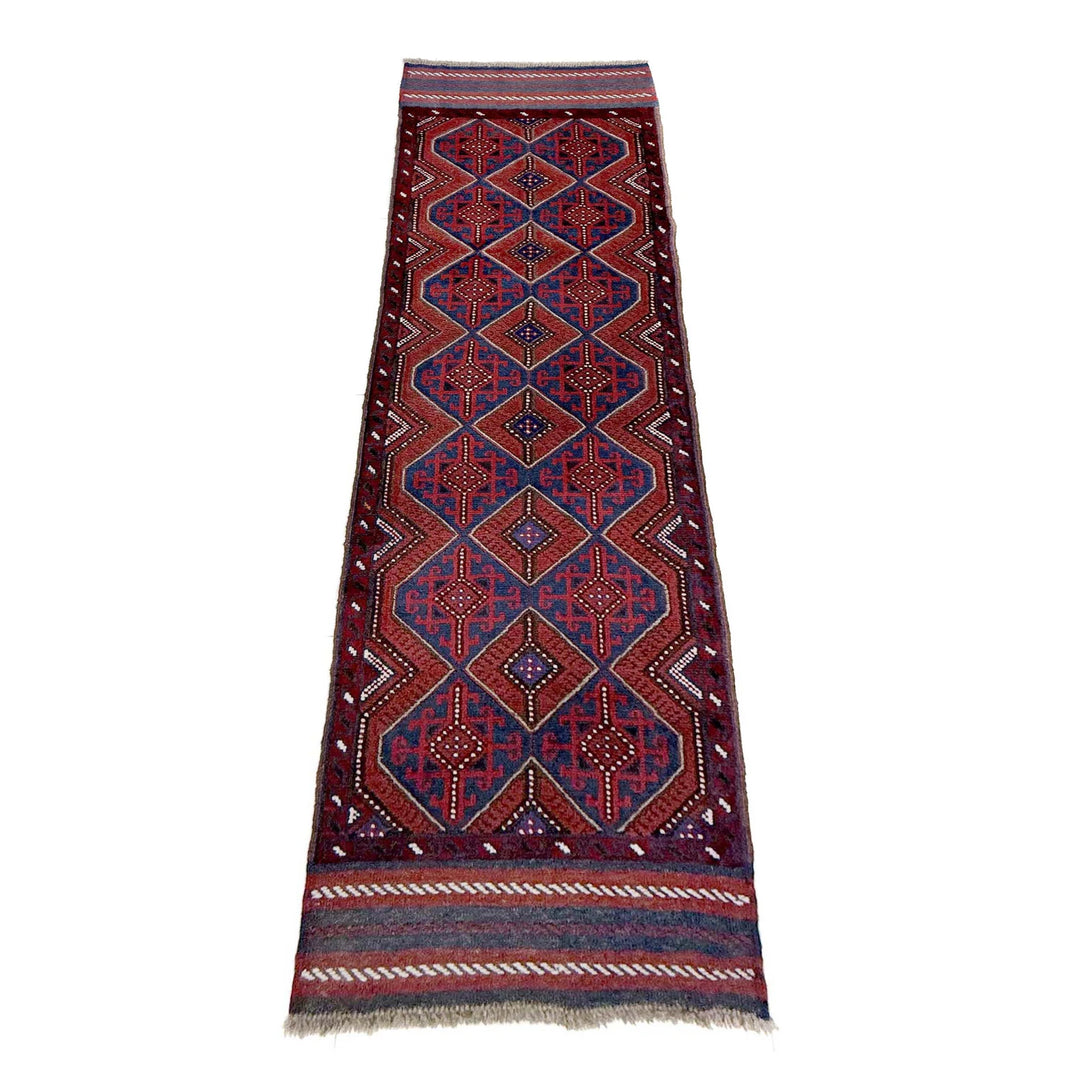 Deep Red Afghan Mashwani Rug 2' 3" x 8' 3" Hand-Knotted | No. AL94649