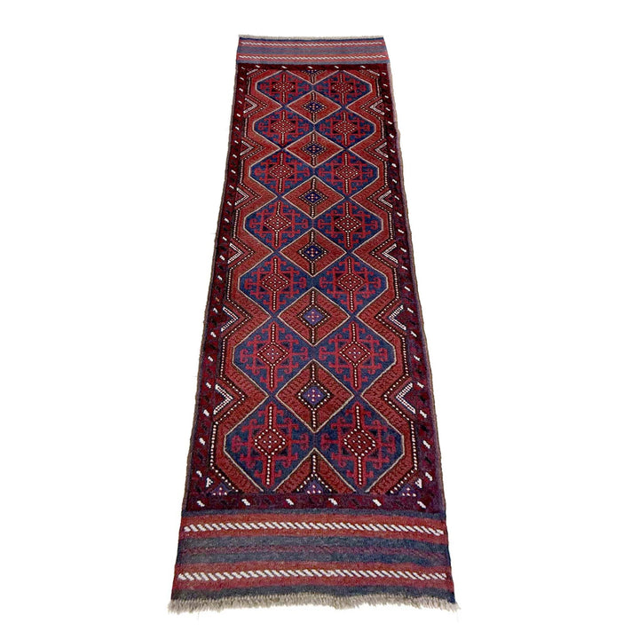 Deep Red Afghan Mashwani Rug 2' 3" x 8' 3" Hand-Knotted | No. AL94649