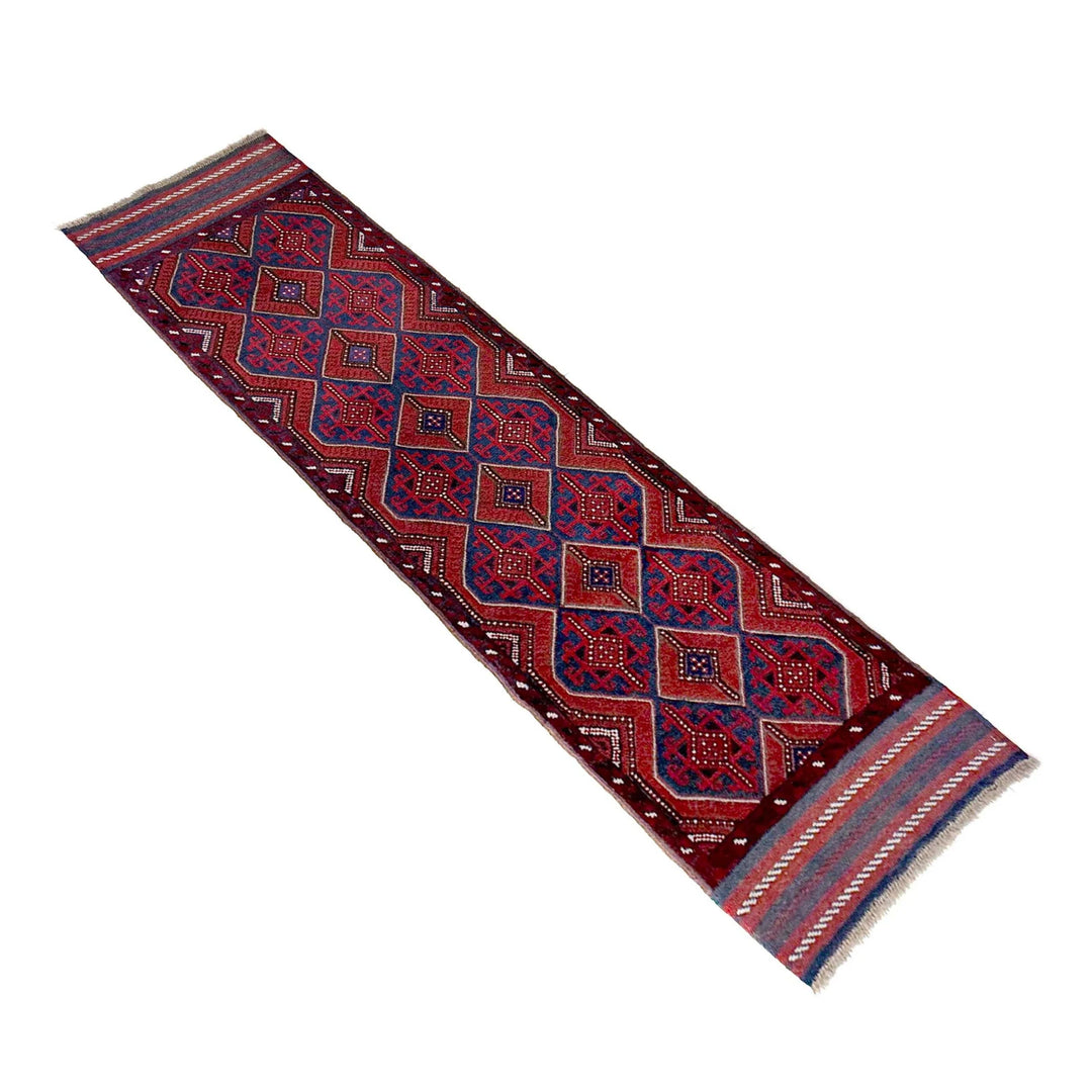 Deep Red Afghan Mashwani Rug 2' 3" x 8' 3" Hand-Knotted | No. AL94649