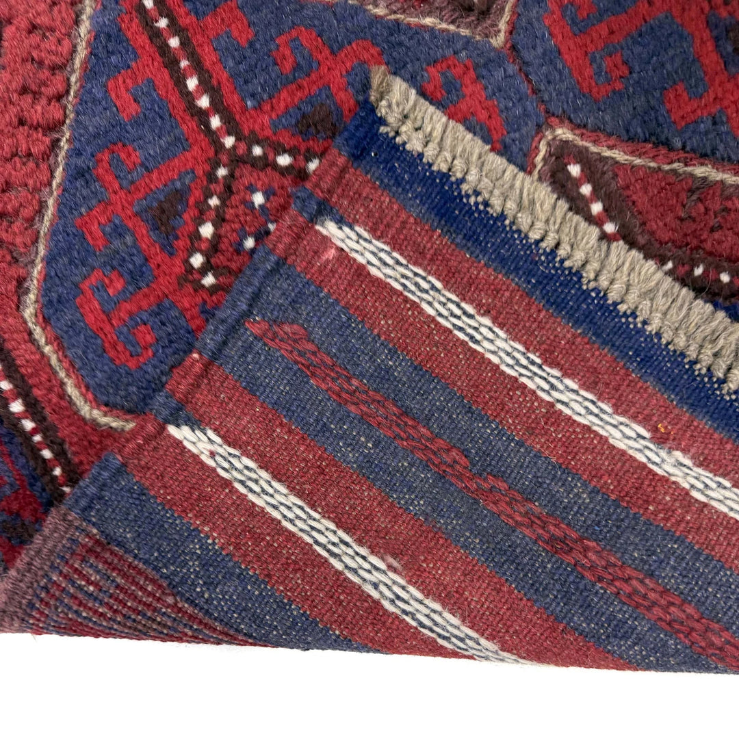 Deep Red Afghan Mashwani Rug 2' 3" x 8' 3" Hand-Knotted | No. AL94649