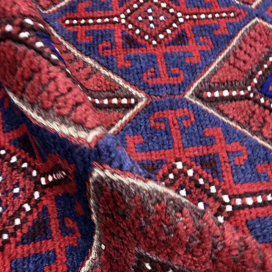 Deep Red Afghan Mashwani Rug 2' 3" x 8' 3" Hand-Knotted | No. AL94649