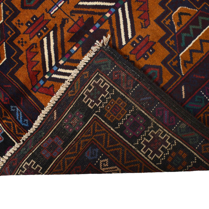 Brown Afghan Baluchi Rug 3' 10" x 5' 9" Hand-Knotted | No. AL94697