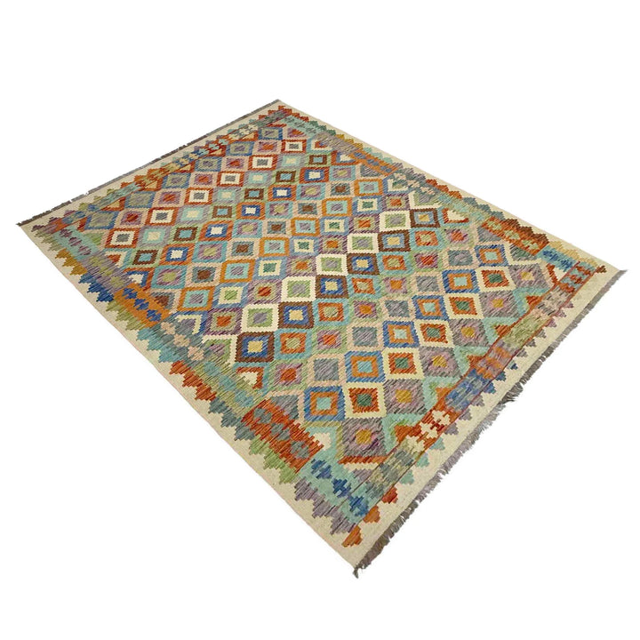 Afghan Vegetable Kilim Rug 6' 0" x 8' 6" Flat-Weave | No. AL947821