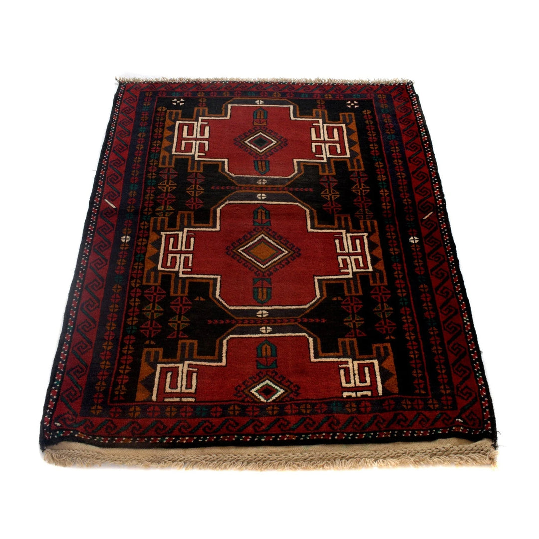 Afghan Baluchi Rug 3' 3" x 4' 4" Hand-Knotted | No. AL94807