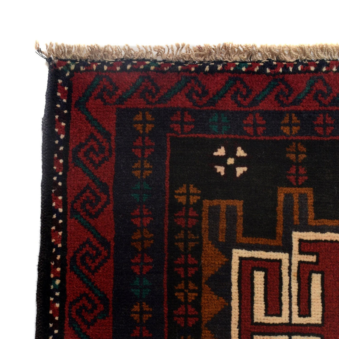 Afghan Baluchi Rug 3' 3" x 4' 4" Hand-Knotted | No. AL94807