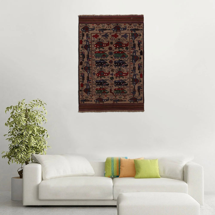 Afghan War Rug 4' 0" x 5' 11" Hand-Knotted | No. AL94830