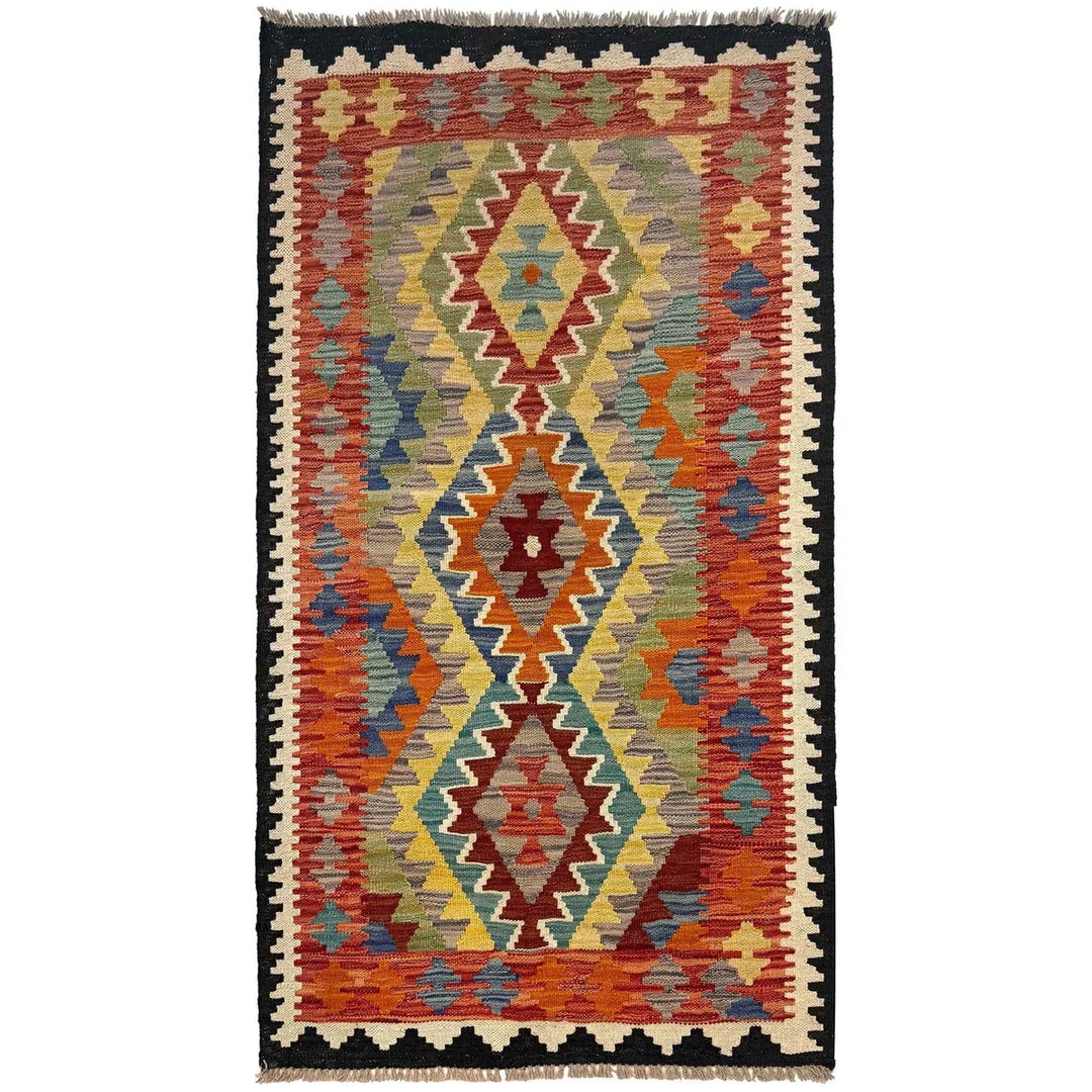 Afghan Kilim Rug 2' 7" x 4' 8" Flat-Weave | No. AL94856