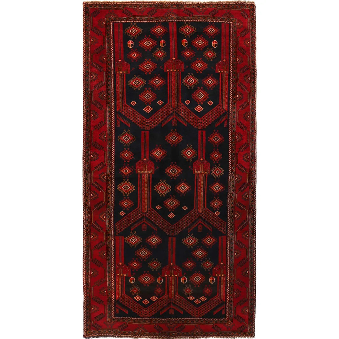 Afghan Baluchi Rug 4' 4" x 8' 7" Hand-Knotted | No. AL94863