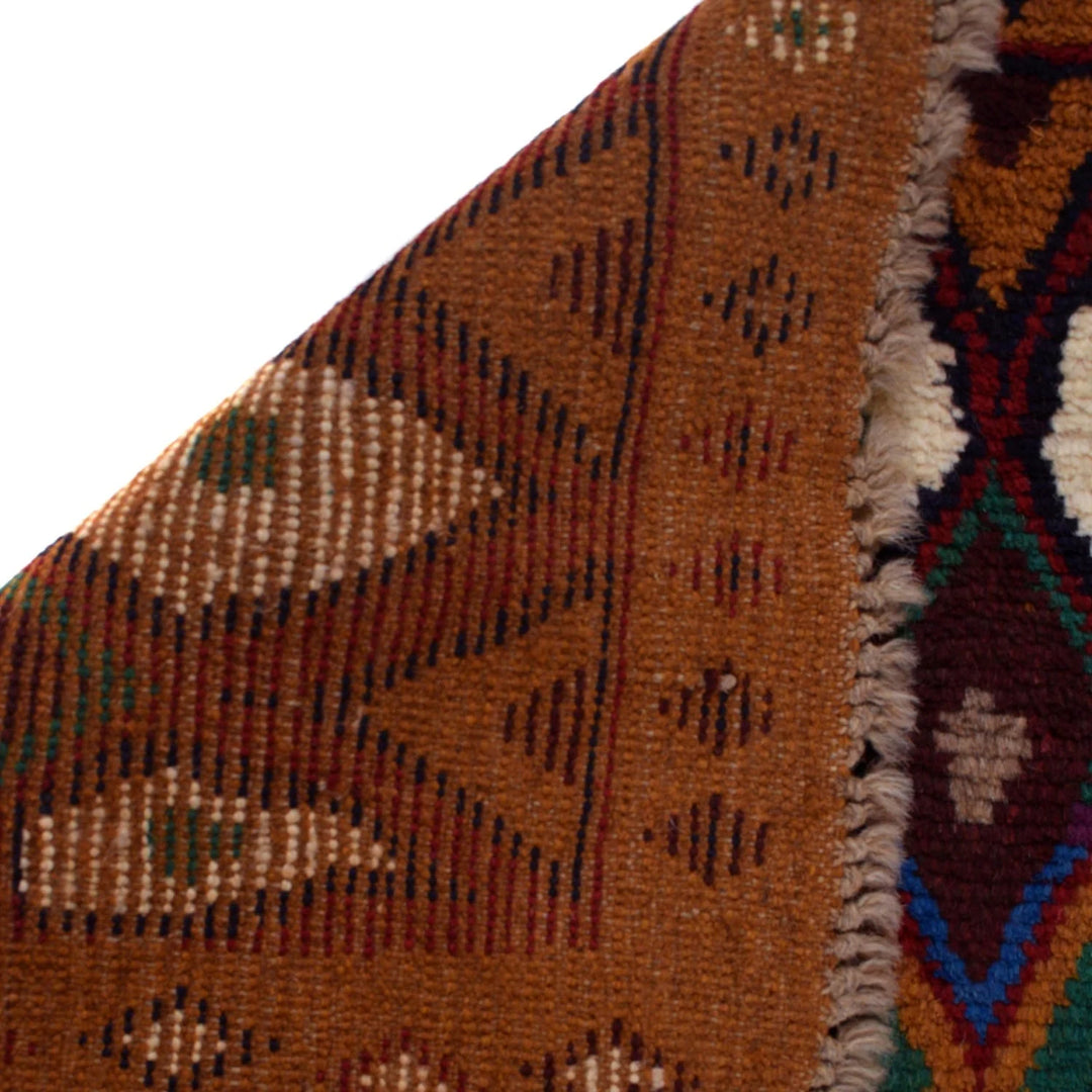 Orange Afghan Baluchi Rug 3' 6" x 4' 8" Hand-Knotted | No. AL94882