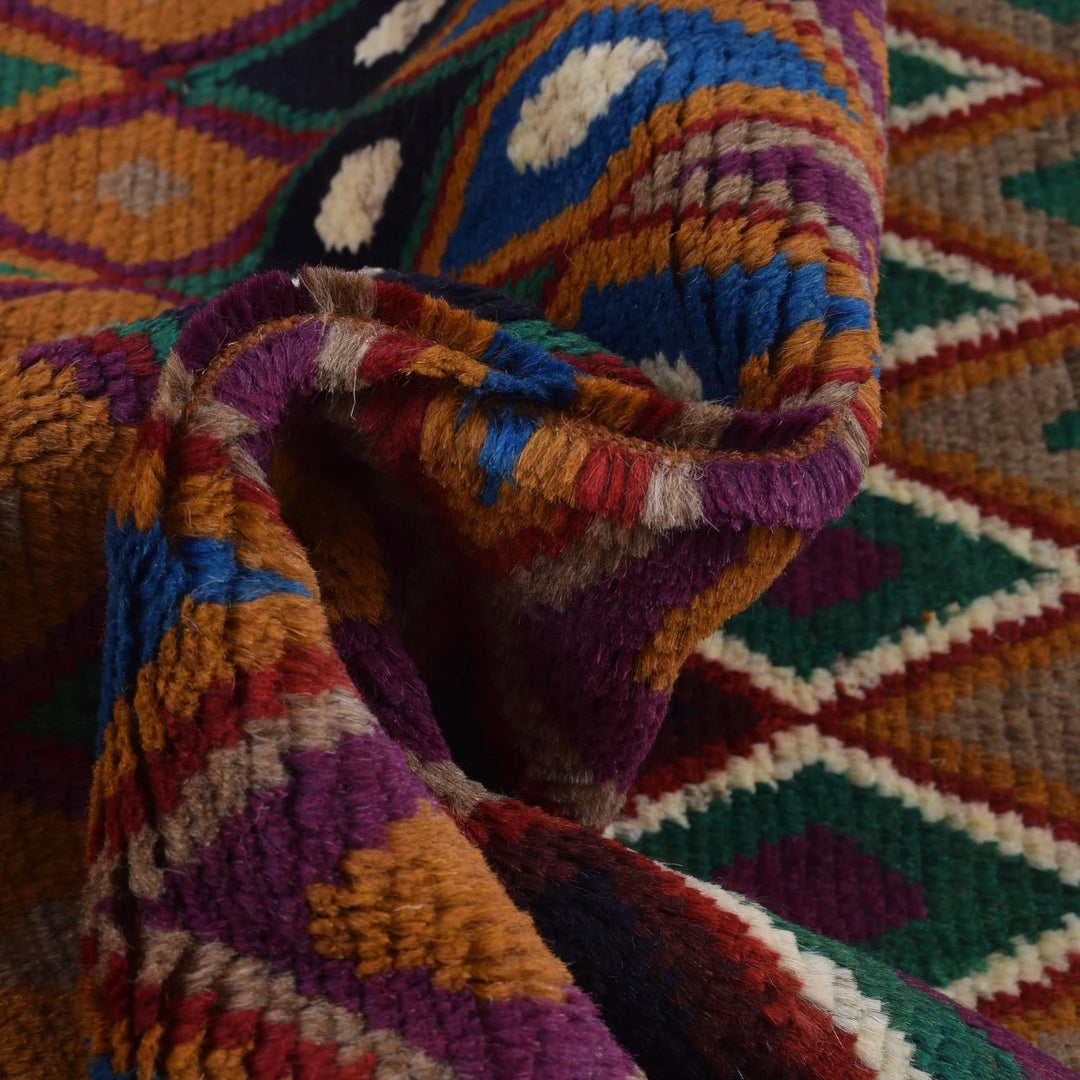 Orange Afghan Baluchi Rug 3' 6" x 4' 8" Hand-Knotted | No. AL94882