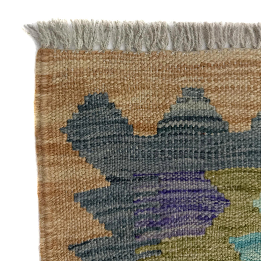 Afghan Vegetable Kilim Rug 2' 7" x 3' 11" Flat-Weave | No. AL949017