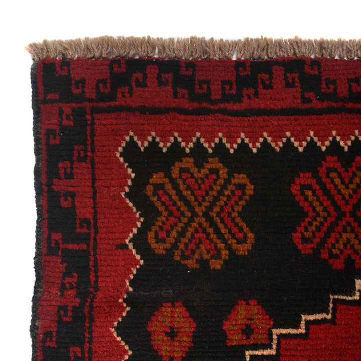 Red Afghan Baluchi Rug 3' 8" x 6' 2" Hand-Knotted | No. AL94910