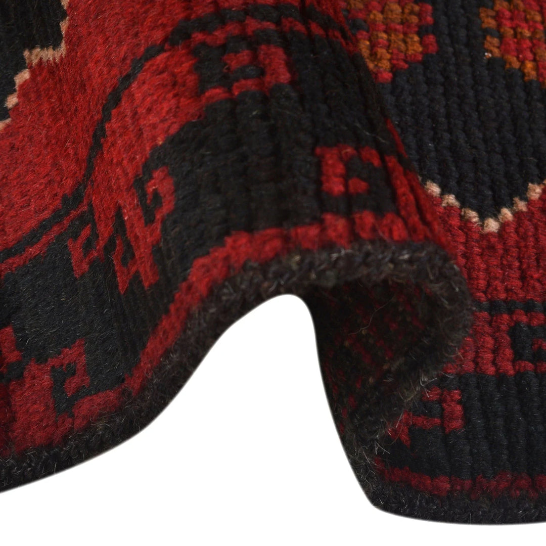 Red Afghan Baluchi Rug 3' 8" x 6' 2" Hand-Knotted | No. AL94910