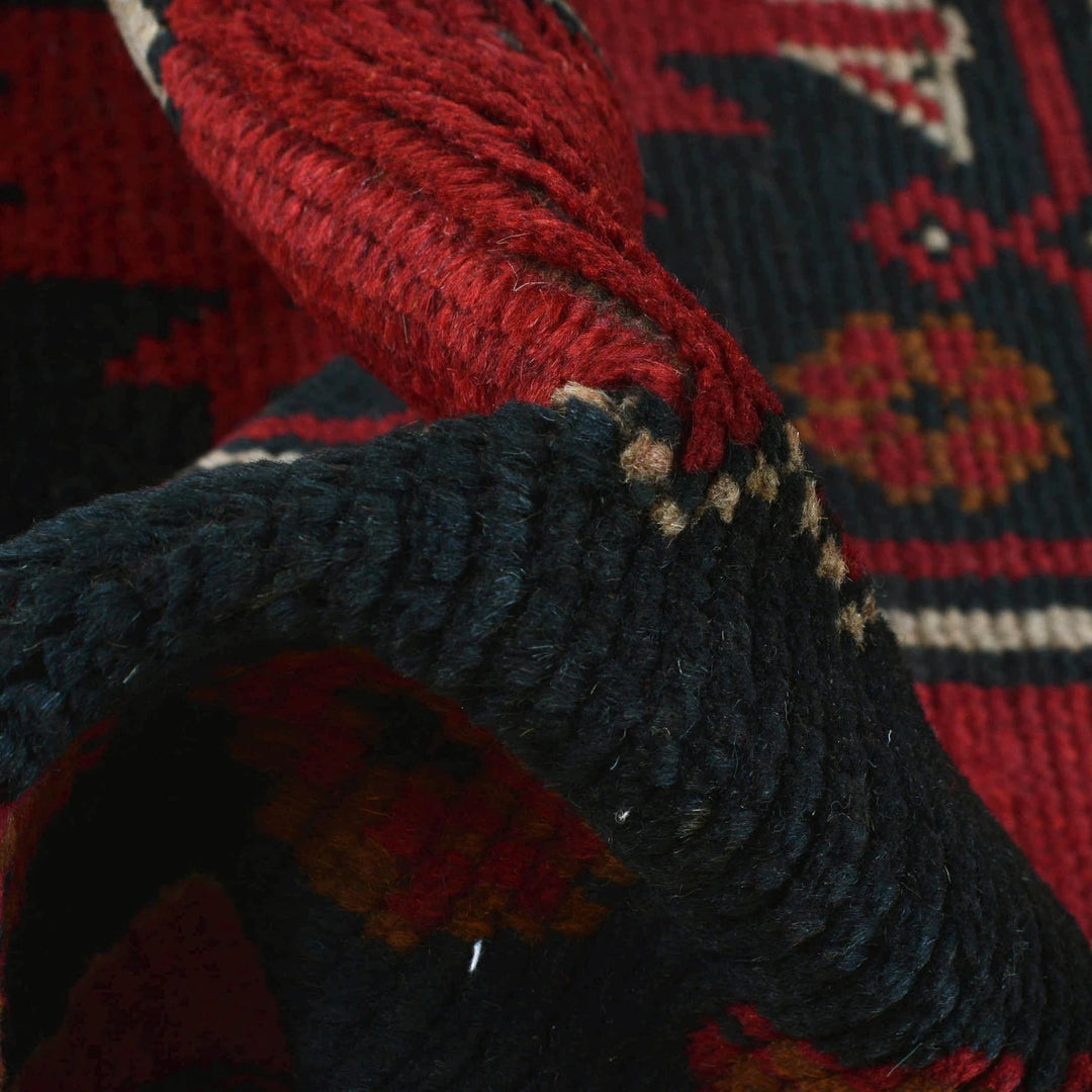 Red Afghan Baluchi Rug 3' 8" x 6' 2" Hand-Knotted | No. AL94910