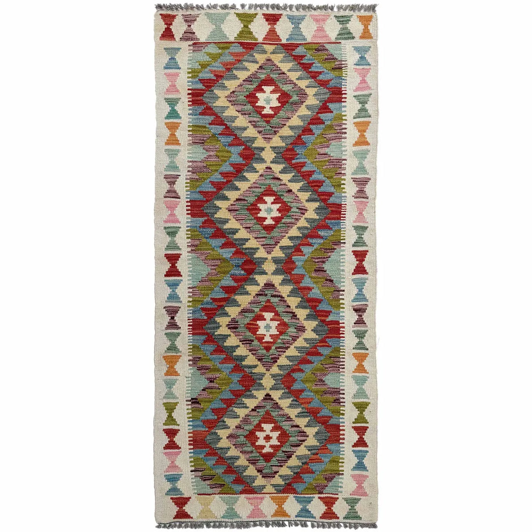Afghan Vegetable Kilim Runner 2' 6" x 6' 5" Flat-Weave | No. AL94914