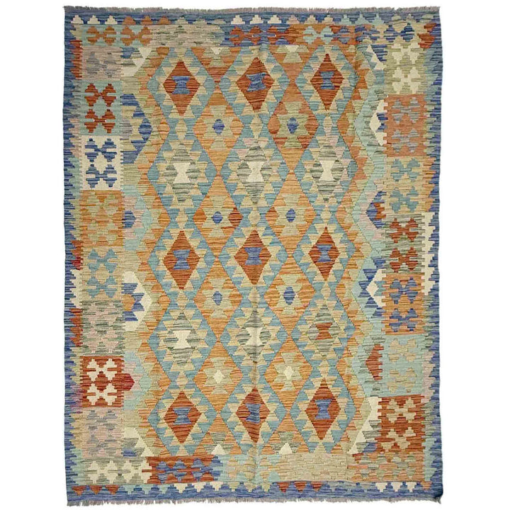 Multicolor Afghan Vegetable Kilim Rug 5' 10" x 8' 2" Flat-Weave | No. AL94931