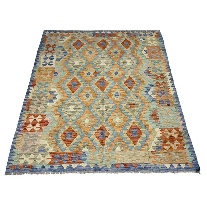 Multicolor Afghan Vegetable Kilim Rug 5' 10" x 8' 2" Flat-Weave | No. AL94931