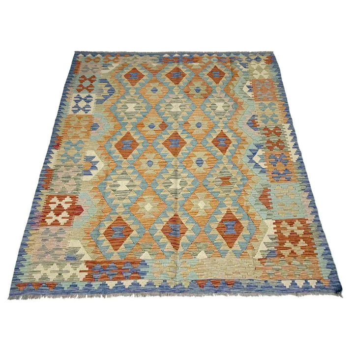Multicolor Afghan Kilim Rug 5'10" x 8'2" Flat-Weave | No. AL94931