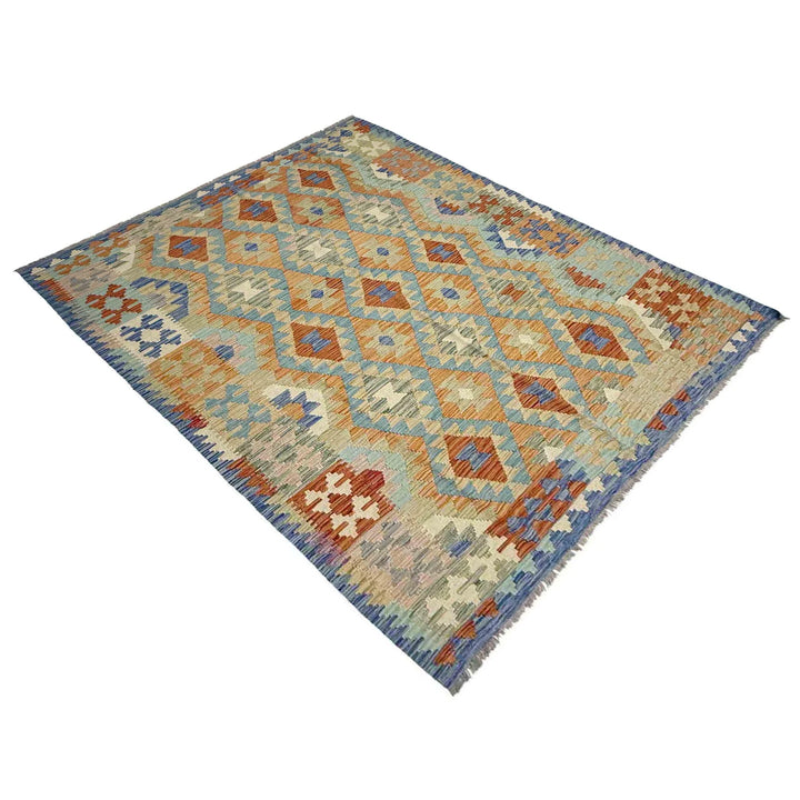 Multicolor Afghan Vegetable Kilim Rug 5' 10" x 8' 2" Flat-Weave | No. AL94931