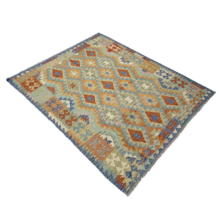 Multicolor Afghan Vegetable Kilim Rug 5' 10" x 8' 2" Flat-Weave | No. AL94931
