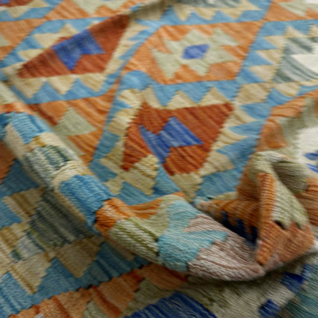 Multicolor Afghan Vegetable Kilim Rug 5' 10" x 8' 2" Flat-Weave | No. AL94931