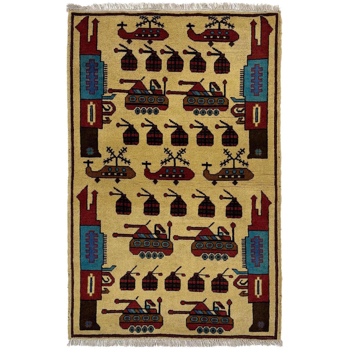 Afghan War Rug 2' 7" x 4' 0" Hand-Knotted | No. AL94970