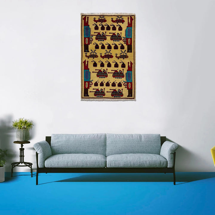 Afghan War Rug 2' 7" x 4' 0" Hand-Knotted | No. AL94970