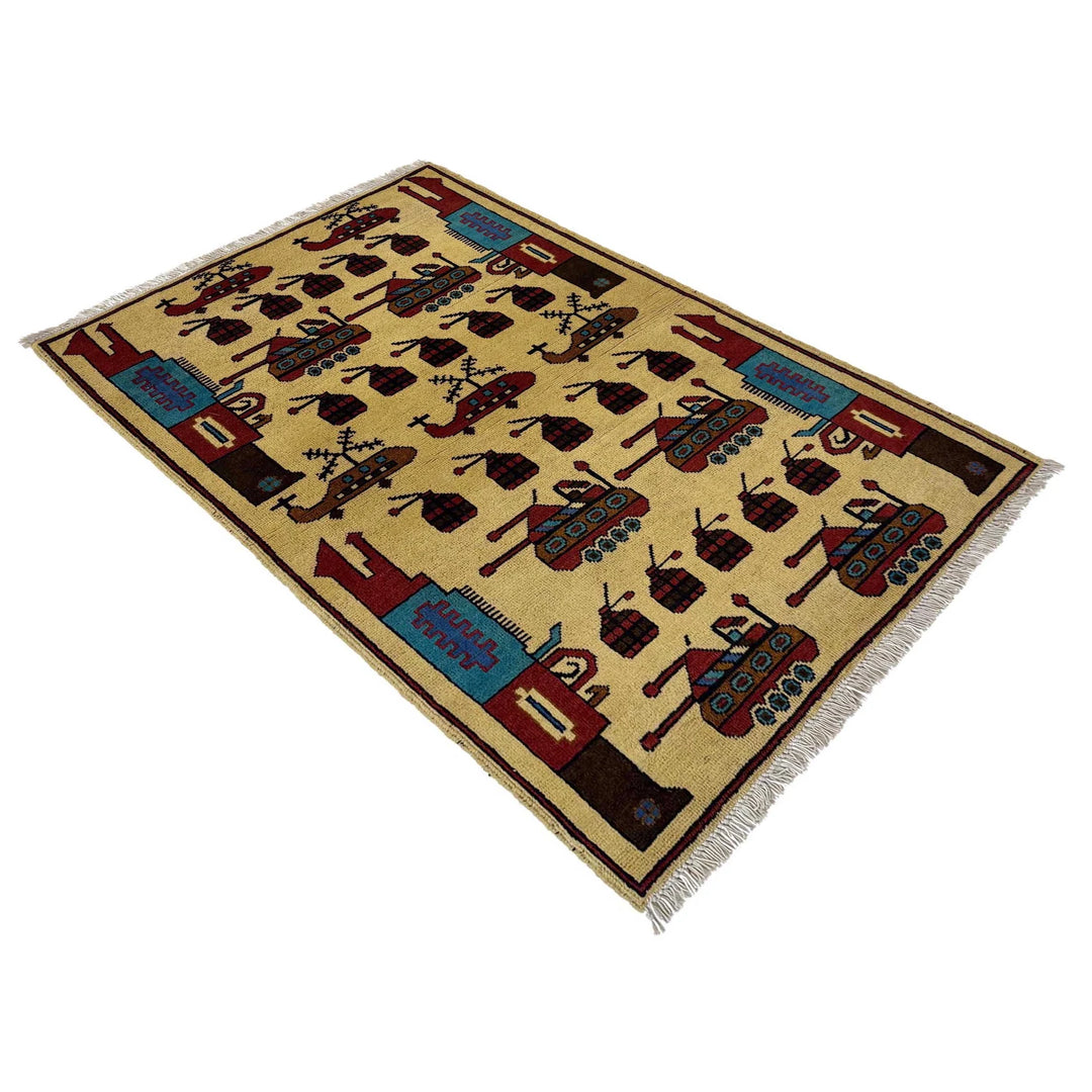 Afghan War Rug 2' 7" x 4' 0" Hand-Knotted | No. AL94970
