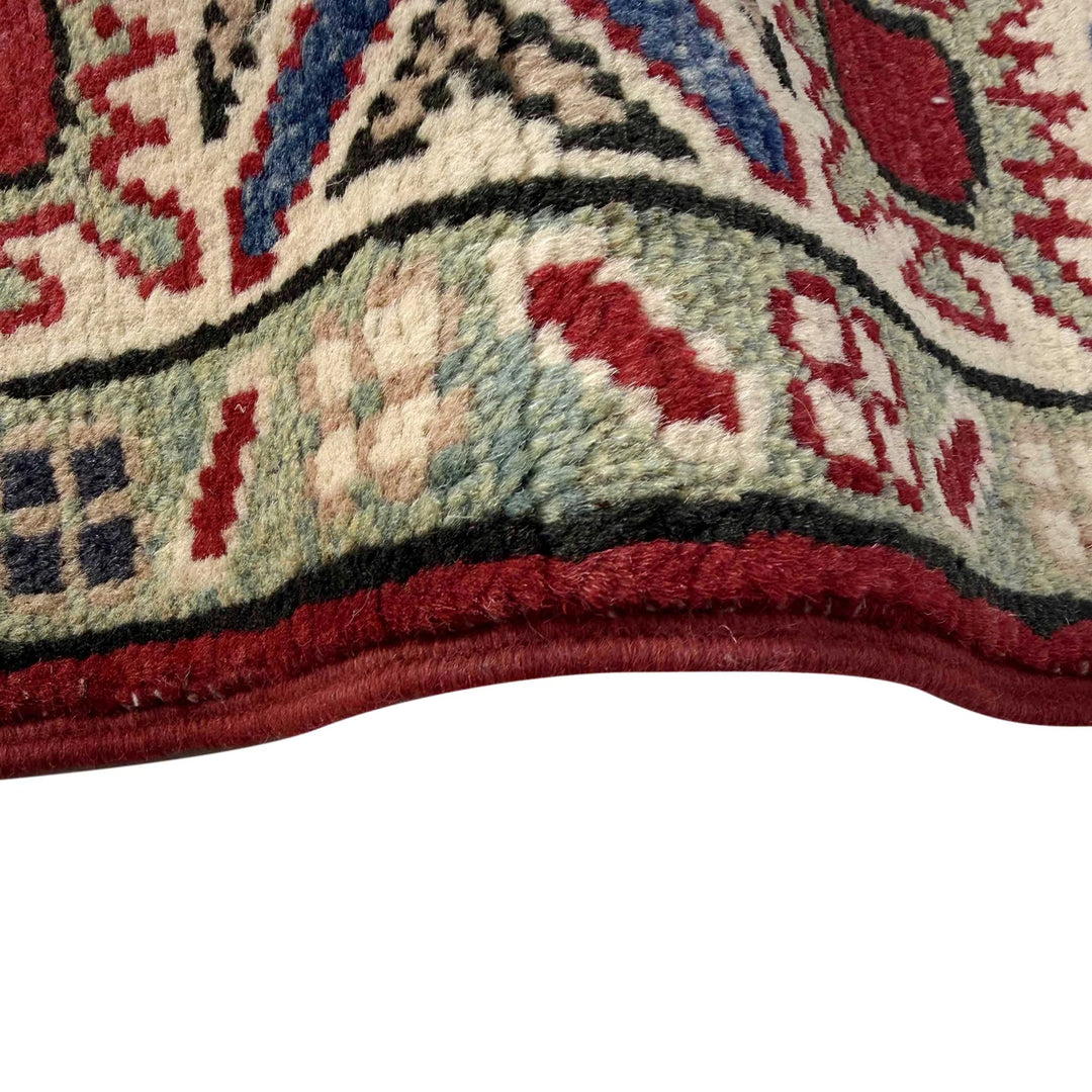 Red Afghan Kazak Rug 2' 9" x 4' 2" Hand-Knotted | No. AL94979