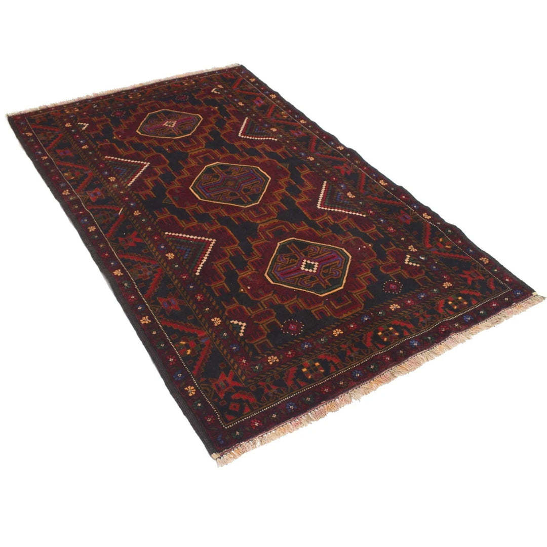 Afghan Baluchi Rug 3' 10" x 6' 2" Hand-Knotted | No. AL94989