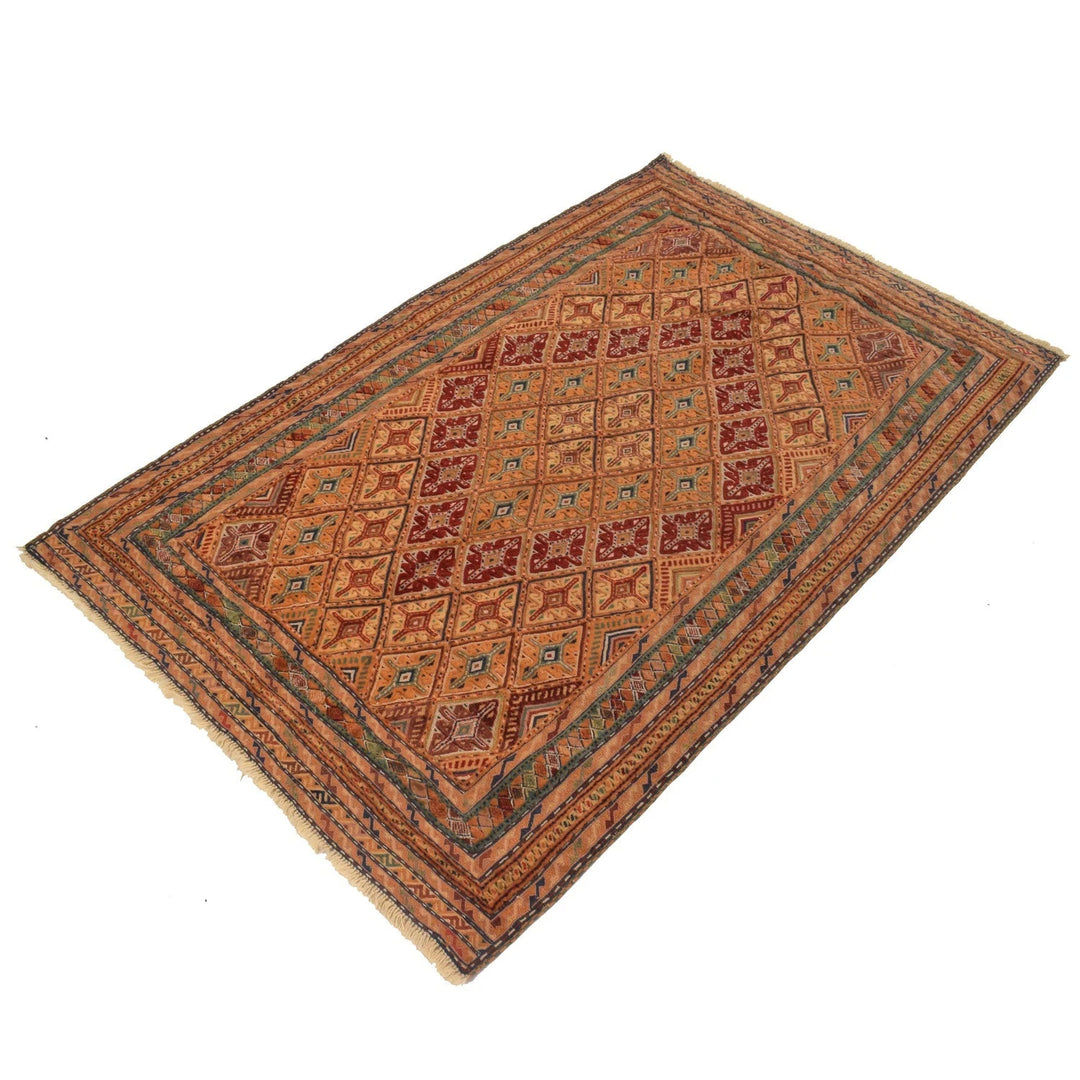 Orange Afghan Kilim Rug 3' 2" x 4' 12" Flat-Weave | No. AL95060