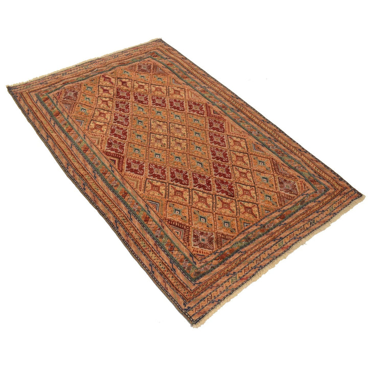 Orange Afghan Kilim Rug 3' 2" x 4' 12" Flat-Weave | No. AL95060